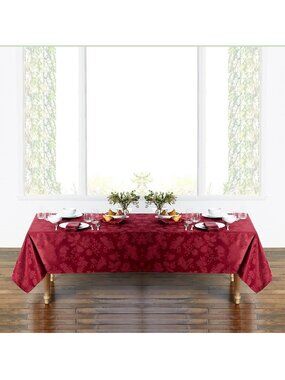 new Autumn Medley WINE-color 60 x 144 inch Damask Tablecloth (Seats 12 to 14)